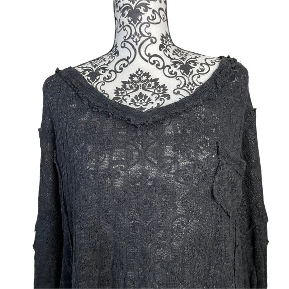 STITCHDROP | Women's Black Raw Edge Pocket Long Sleeve Pullover Large - Picture 3 of 7